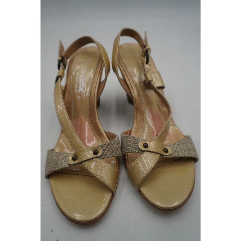 AQUATALIA by Marvin K Yellow Leather Strappy Sandals Wooden Block Heel Size 7